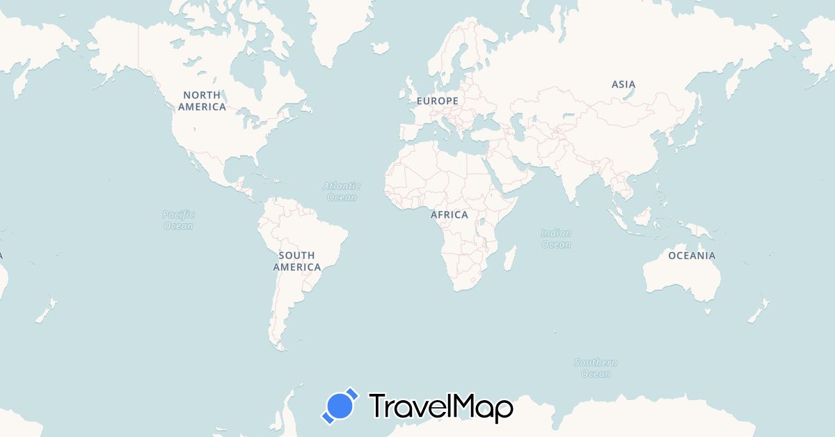 TravelMap itinerary: driving, boat in Antigua and Barbuda, Anguilla, Australia, Barbados, Brazil, Bahamas, Cook Islands, Cuba, Cape Verde, Dominica, Dominican Republic, Ecuador, Spain, Fiji, France, Grenada, Guernsey, Guyana, Indonesia, India, British Indian Ocean Territory, Jamaica, Kiribati, Cayman Islands, Saint Lucia, Sri Lanka, Mauritius, Maldives, Mozambique, Namibia, Niue, New Zealand, Panama, Papua New Guinea, Portugal, Solomon Islands, Seychelles, Singapore, Saint Helena, Thailand, Tonga, Trinidad and Tobago, Tuvalu, United States, Saint Vincent and the Grenadines, British Virgin Islands, Vanuatu, Samoa, South Africa (Africa, Asia, Europe, North America, Oceania, South America)